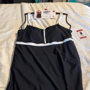 Lands' End Elegant Black Swimsuit with White Trim